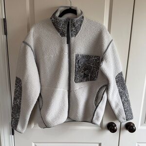 Adidas Gray and White Fleece Jacket